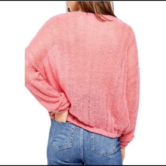 Free People Angel Soft Pink Wool Alpaca Blend Cable Knit Sweater Women’s Medium - Picture 3 of 11
